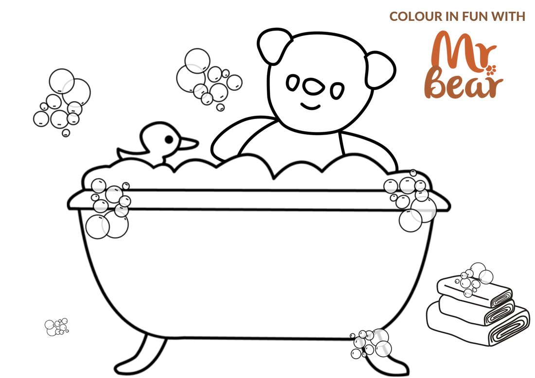 Mr Bear In the bath colour fun 